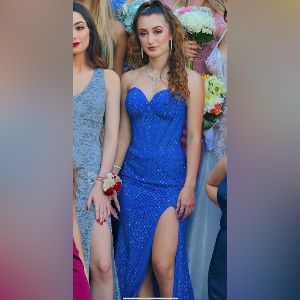 Blue prom , wedding guest or formal dress originally 898 dollars brand Vienna